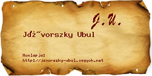 Jávorszky Ubul névjegykártya
